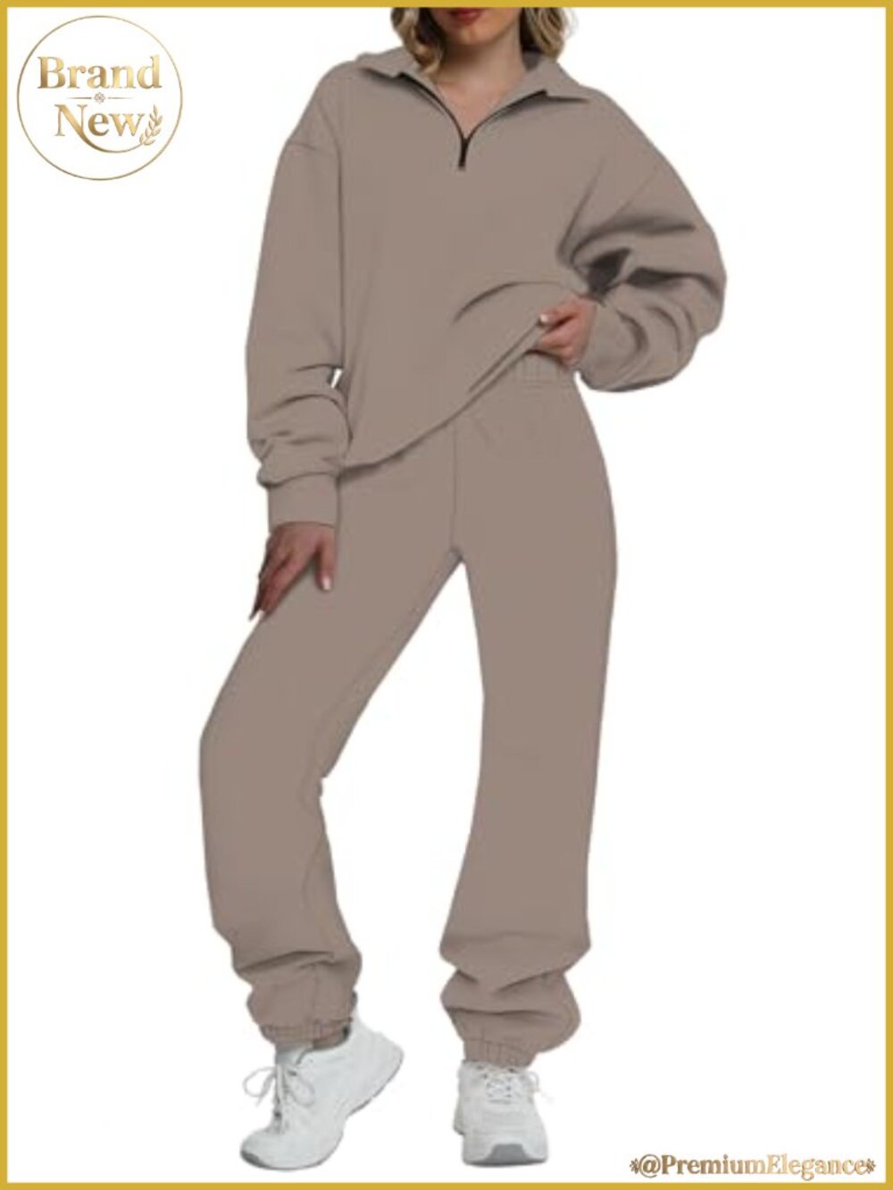 Women's 2 Piece Sweatsuit Half Zip Pullover Baggy Sweatpants Lounge Set